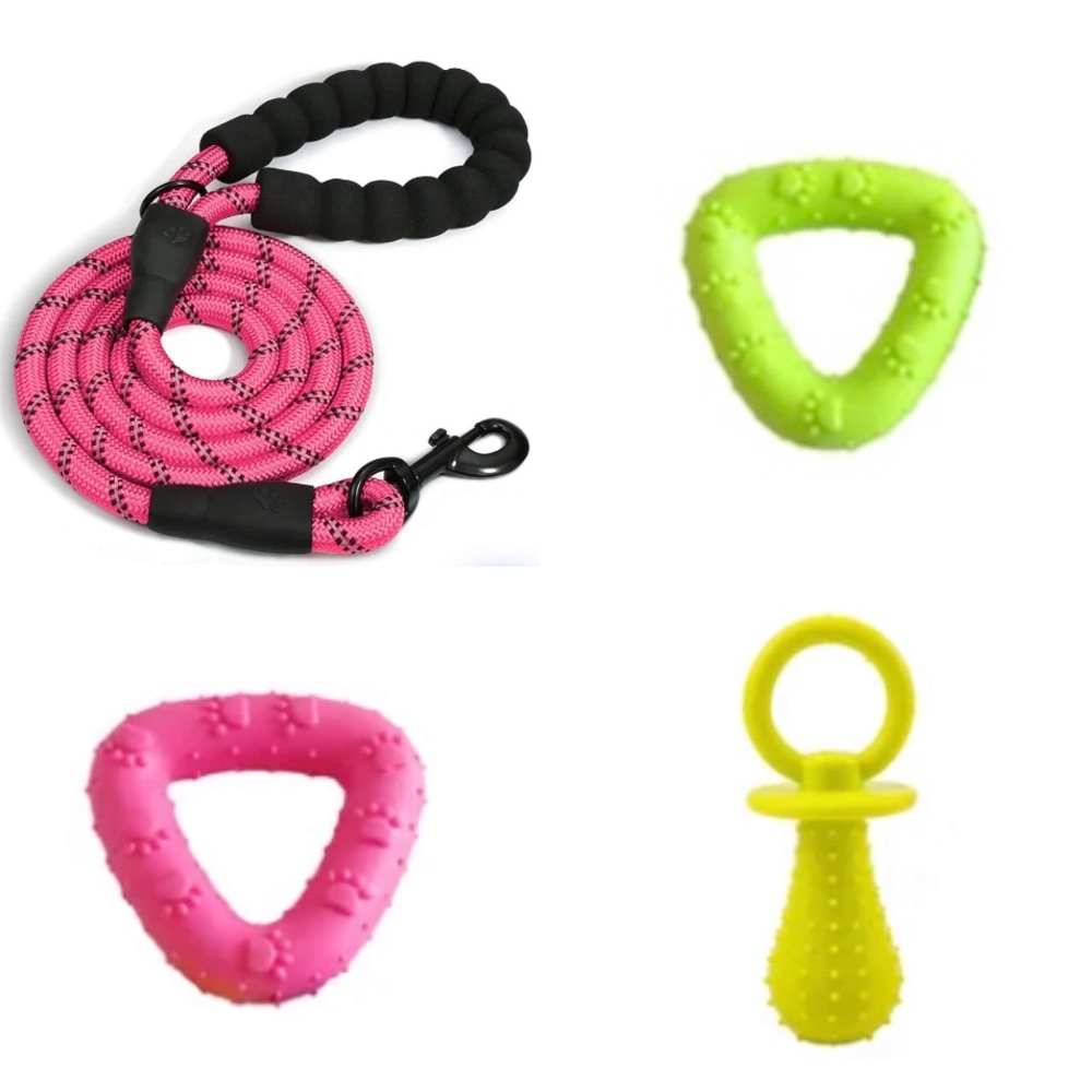 🆕🐶🐾Doggie Gift package 🐶🐾🆕 Leash & 3 Durable Rubber Dog Toys🦴🆕